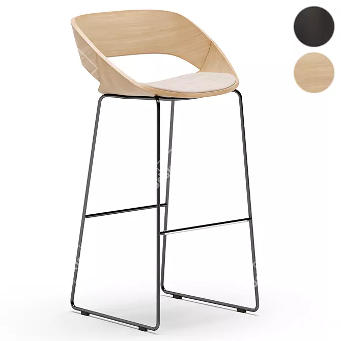 Modern Kabira Wood Stool Arrmet 3D model image 1