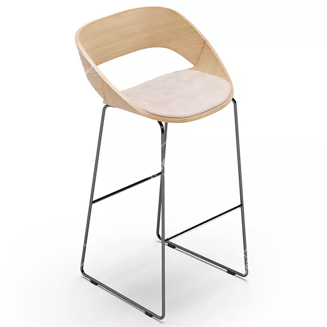 Modern Kabira Wood Stool Arrmet 3D model image 4