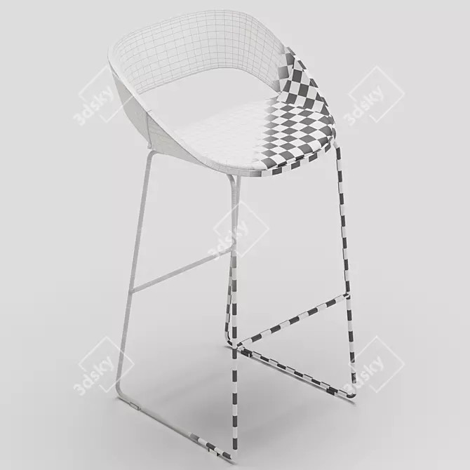 Modern Kabira Wood Stool Arrmet 3D model image 6