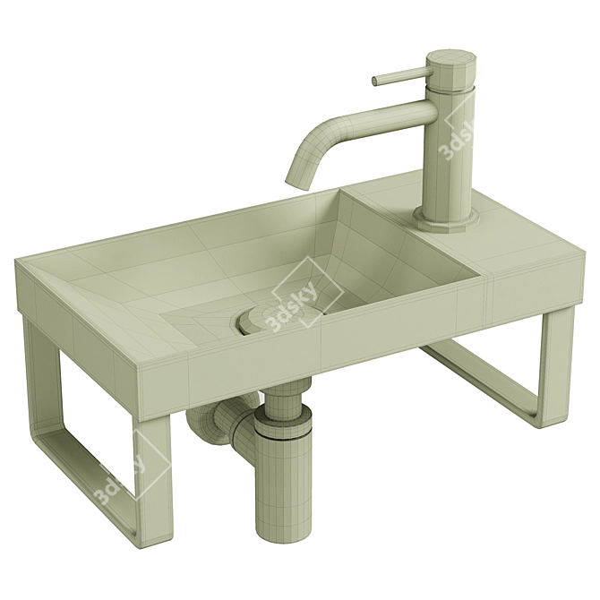 Rivea Picabo Hand Washbasin: Elegant White 3D model image 3