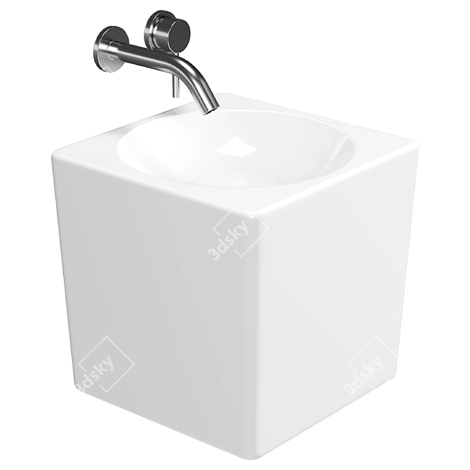 Scarabeo Cube White Hand Washbasin 3D model image 2