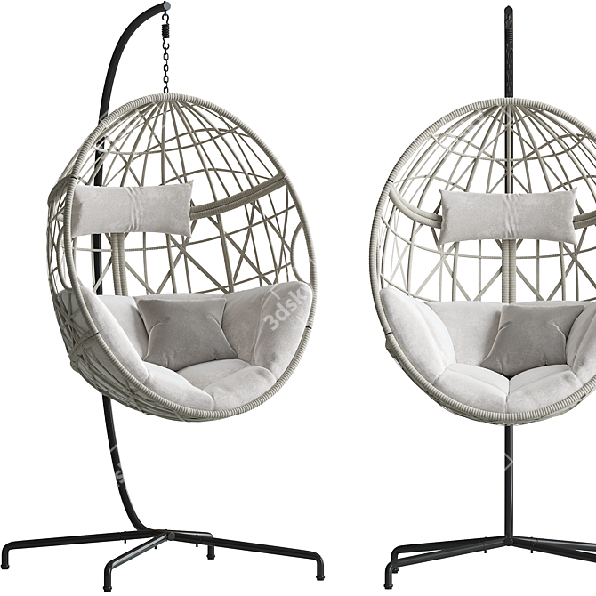 Elegant Wicker Swing Egg Chair 3D model image 1