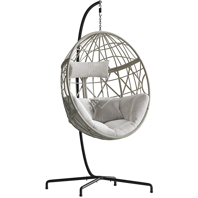 Elegant Wicker Swing Egg Chair 3D model image 4