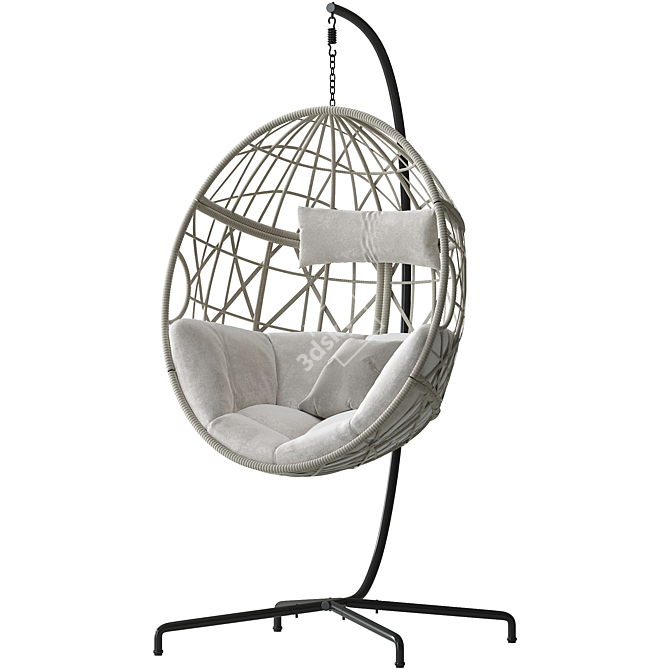 Elegant Wicker Swing Egg Chair 3D model image 5