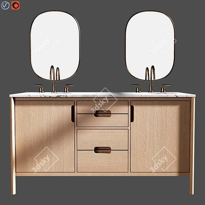 Manzanita 60 Double Sink Vanity 3D model image 2