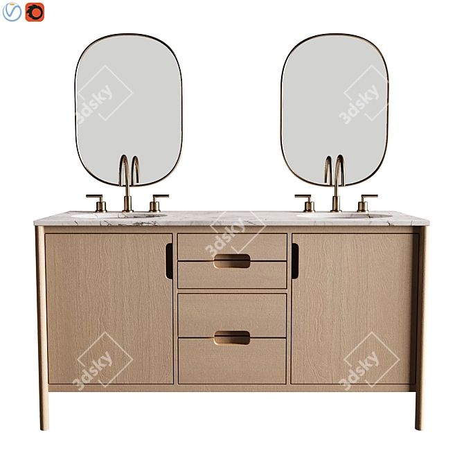 Manzanita 60 Double Sink Vanity 3D model image 6