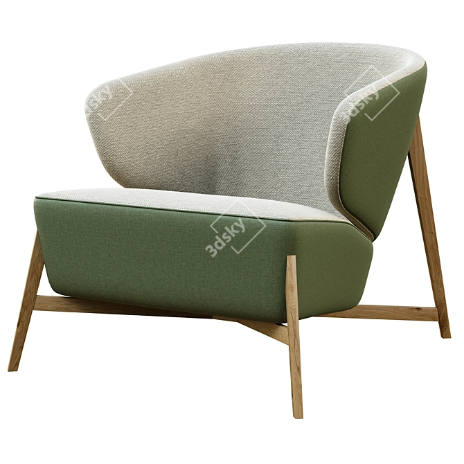 Italian Handmade Green Gray Armchair 3D model image 1