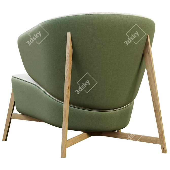 Italian Handmade Green Gray Armchair 3D model image 2