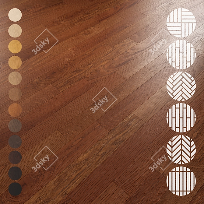 Oak Parquet Flooring Collection 3D model image 1