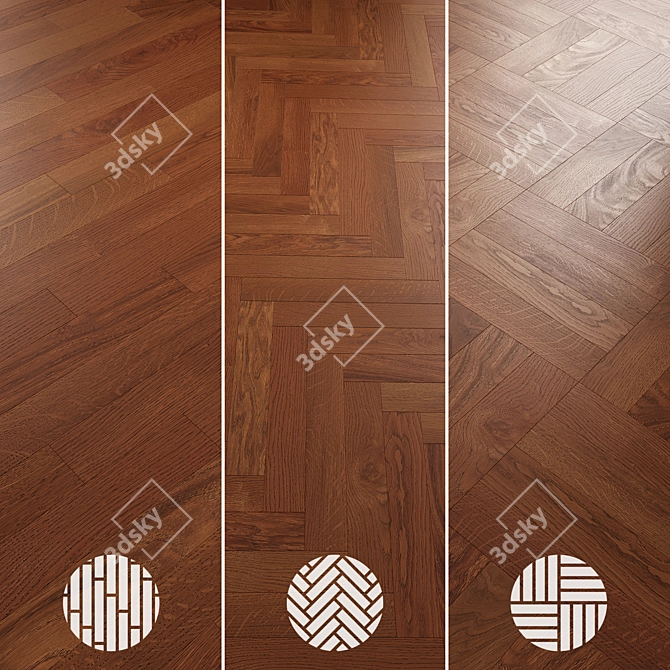 Oak Parquet Flooring Collection 3D model image 5