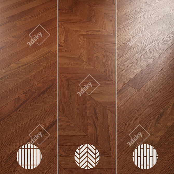 Oak Parquet Flooring Collection 3D model image 6