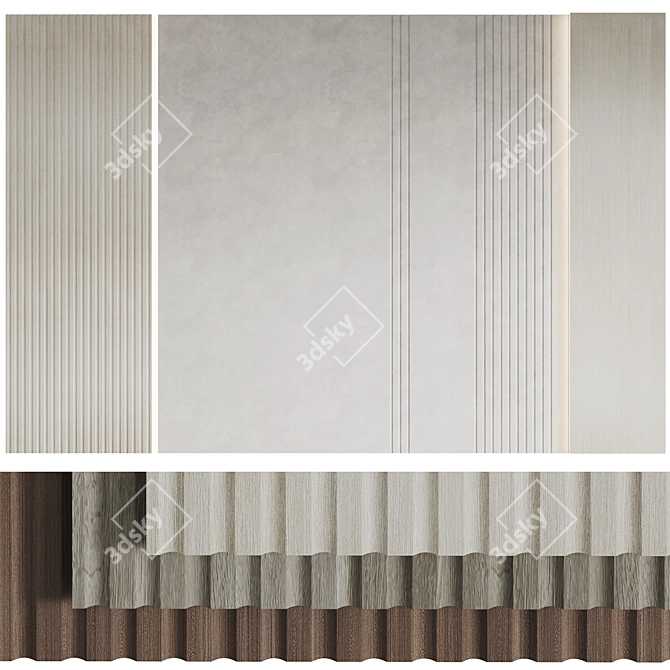 Wood 3 Decorative Wall Panels 3D model image 1