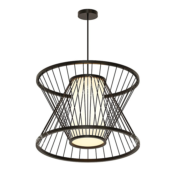 Bamboo Cage Pendant Light 3D model image 1