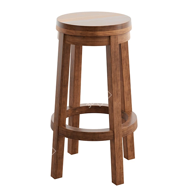 Swivel Oak Cane Stool 3D model image 1