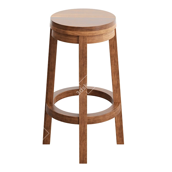 Swivel Oak Cane Stool 3D model image 2