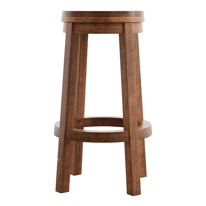 Swivel Oak Cane Stool 3D model image 3