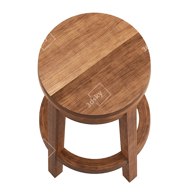 Swivel Oak Cane Stool 3D model image 4