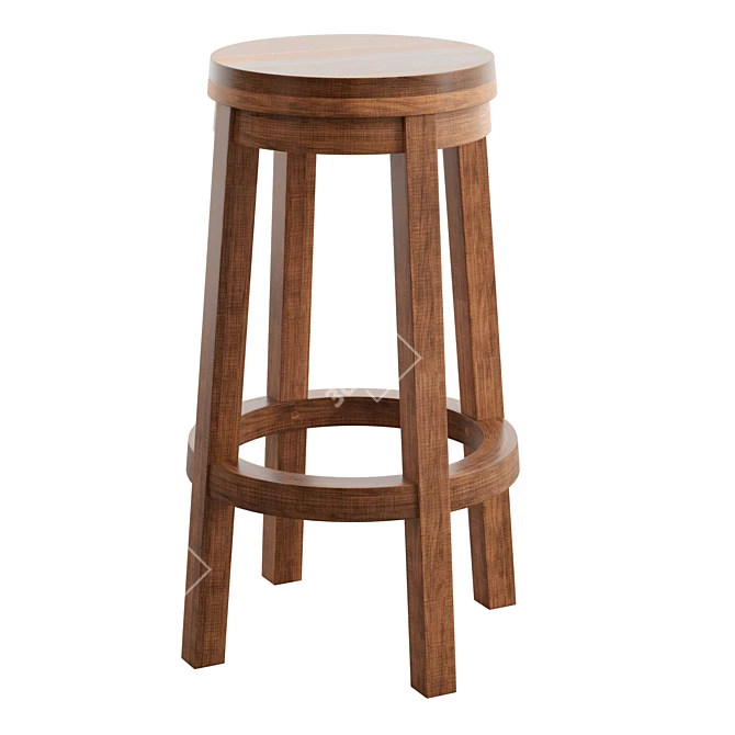 Swivel Oak Cane Stool 3D model image 5