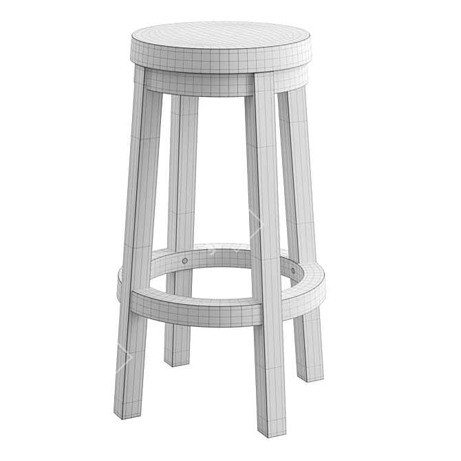 Swivel Oak Cane Stool 3D model image 6