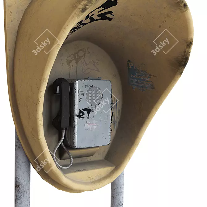 Vintage Yellow Taxi Phone 3D model image 2