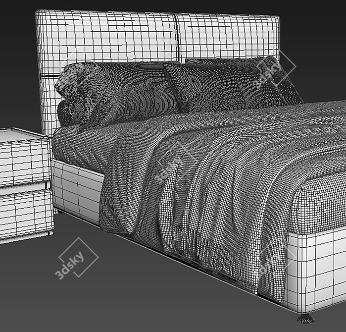 Queen Bed Askona Orlando 3D 3D model image 4