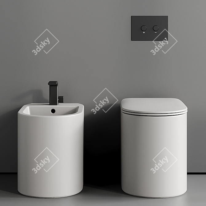 Astra Ceramic Rimless Toilet Bidet 3D model image 2