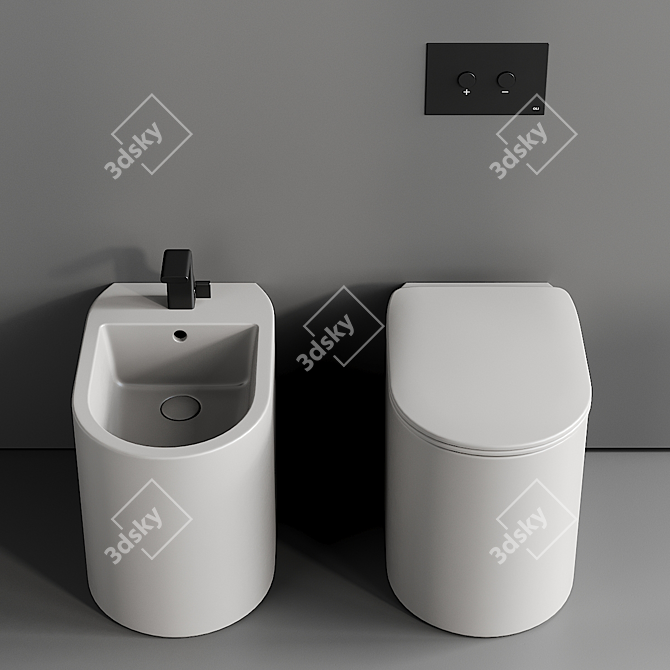 Astra Ceramic Rimless Toilet Bidet 3D model image 3