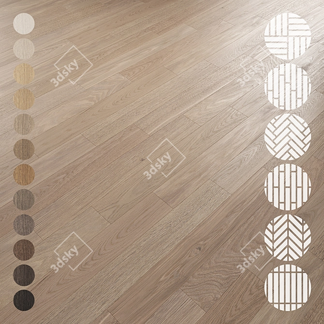 Oak Parquet Flooring Collection 3D model image 1