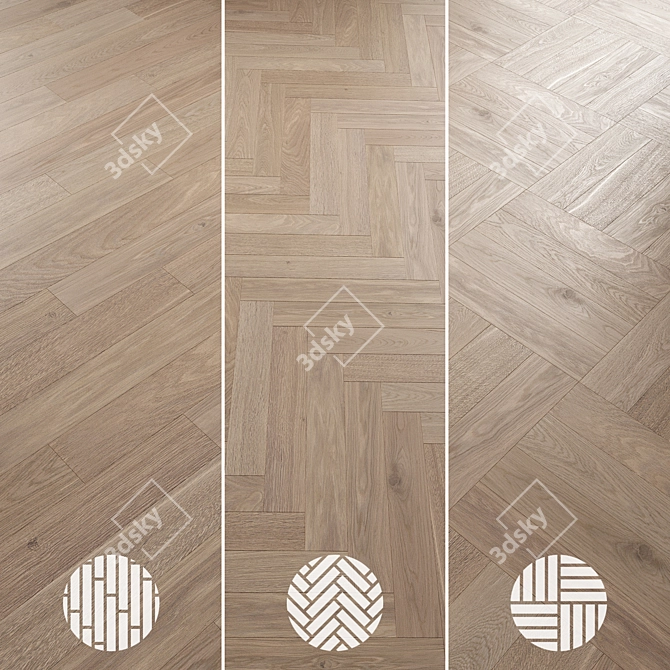 Oak Parquet Flooring Collection 3D model image 5