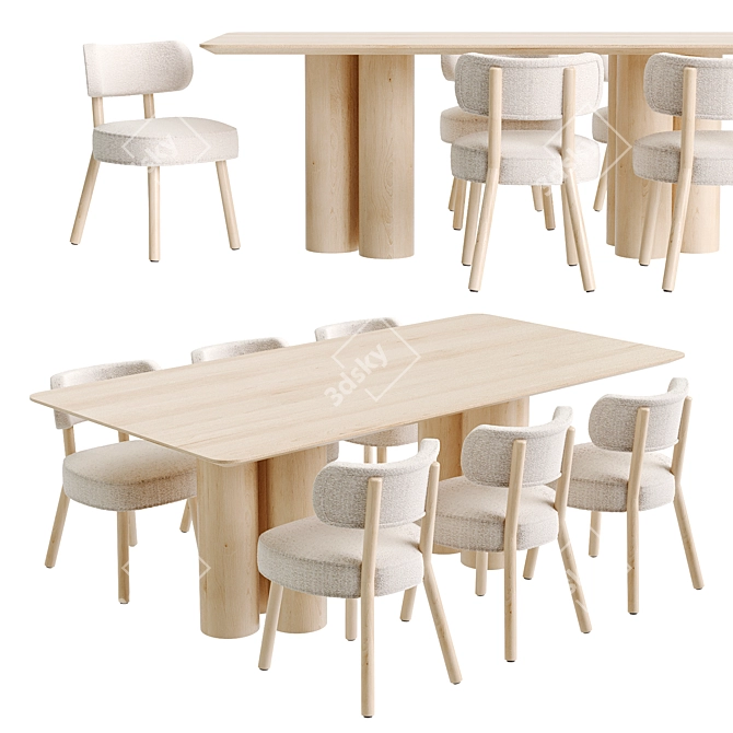 Elegant Reade Dining Set 3D model image 1