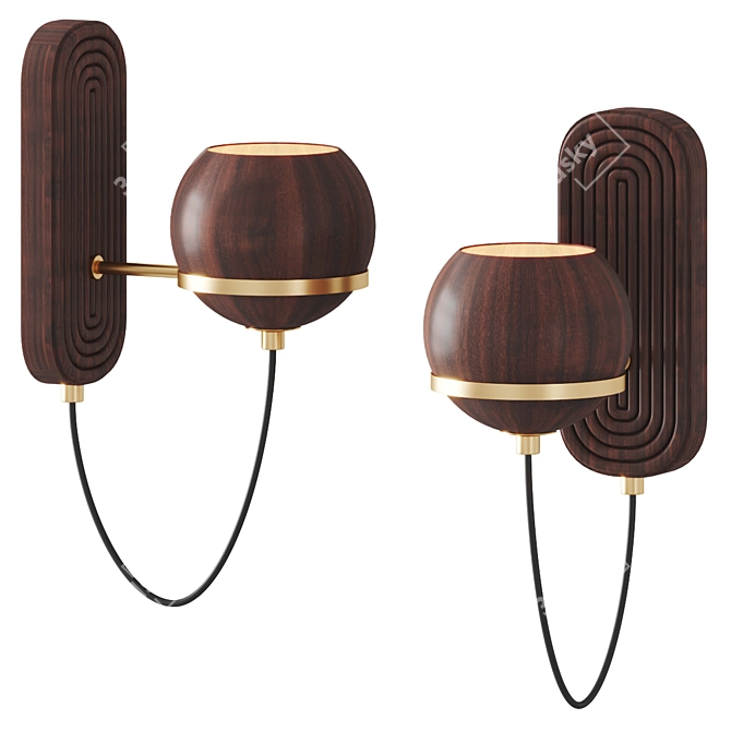  Modern Luxe Wood Wall Sconce 3D model image 1