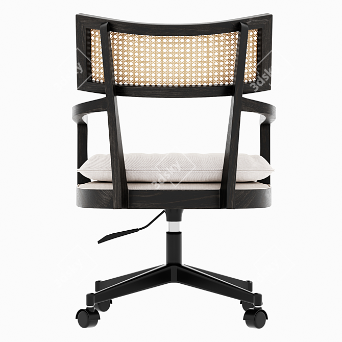 Rattan Cane Desk Chair Set 3D model image 4