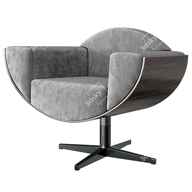 Elegant Retro-Inspired Swivel Armchair 3D model image 1