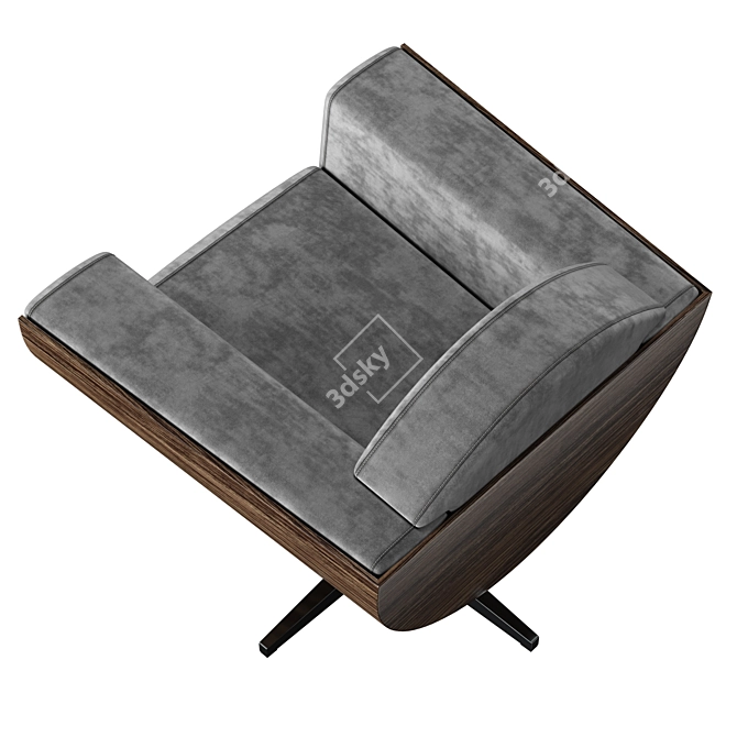 Elegant Retro-Inspired Swivel Armchair 3D model image 4