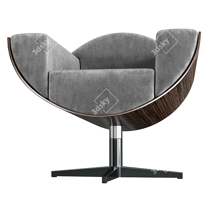 Elegant Retro-Inspired Swivel Armchair 3D model image 5