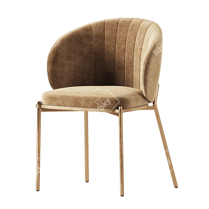 Elegant Shell Back Upholstered Chair 3D model image 3