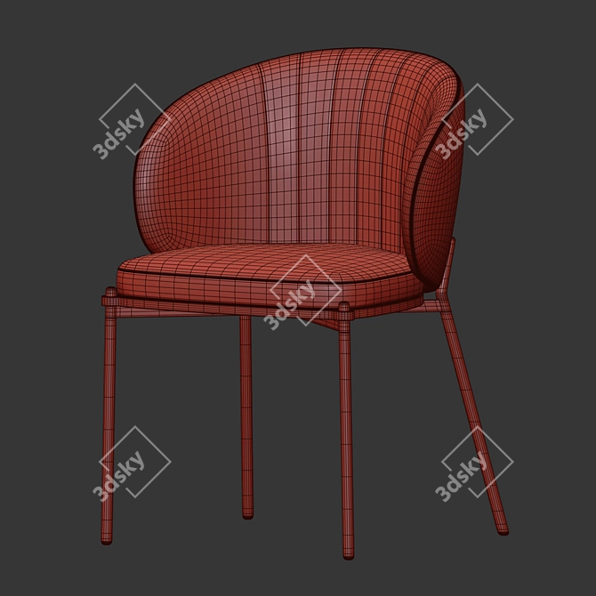 Elegant Shell Back Upholstered Chair 3D model image 4