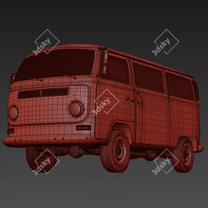 Hippie VW T2 Bus 3D model image 4