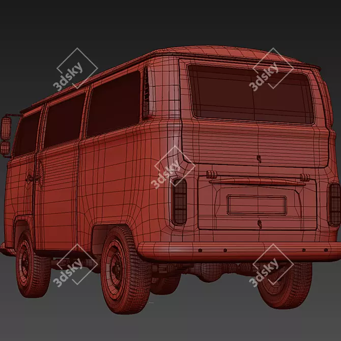 Hippie VW T2 Bus 3D model image 5