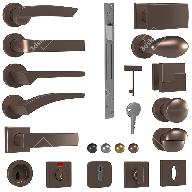 Corombo Titanium Door Handles 3D model image 4