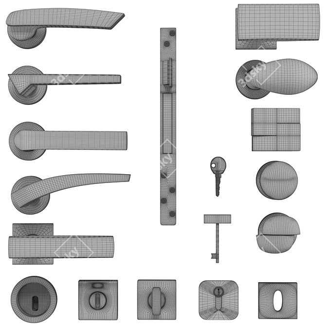 Corombo Titanium Door Handles 3D model image 6