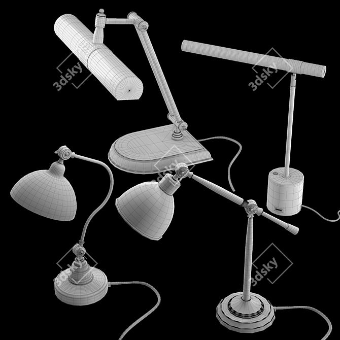 Unique Lamp Set - Retro Inspiration 3D model image 7