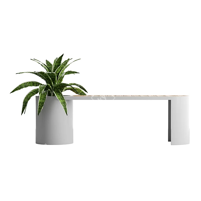 Modern Planter Bench with Teak 3D model image 3