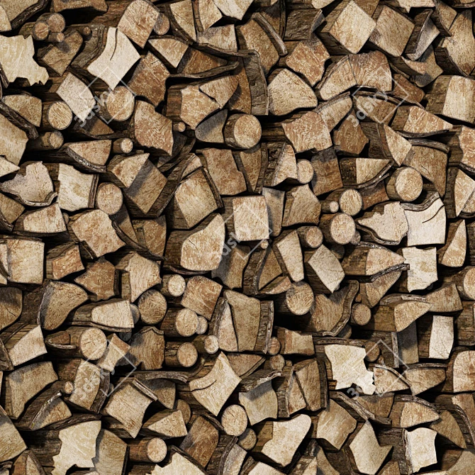 Geometric Firewood Decor 3D Model 3D model image 2