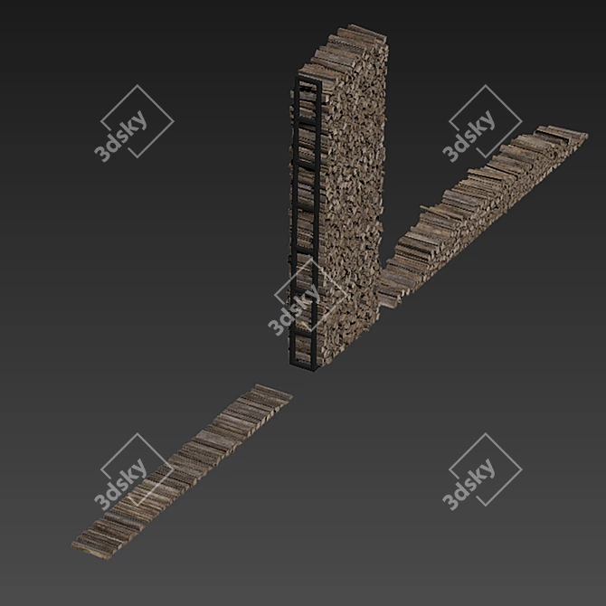 Geometric Firewood Decor 3D Model 3D model image 6