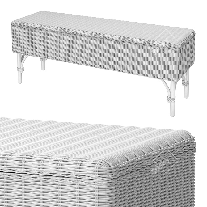 IKEA Handmade Rattan Storage Bench 3D model image 3