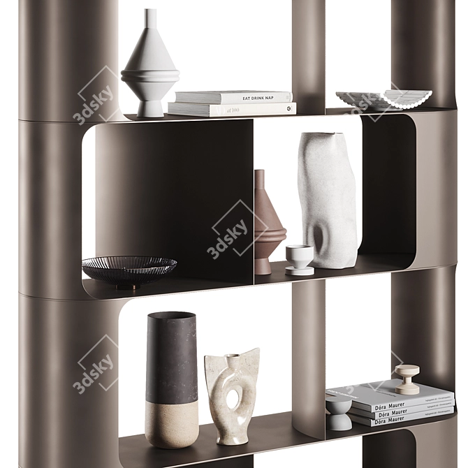 Fulham Steel Bookcase in Curved Design 3D model image 3