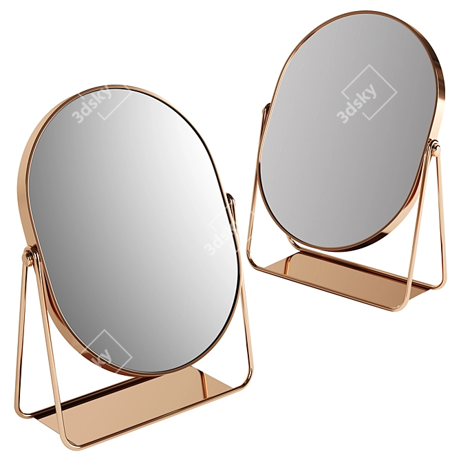 Metallic Rose Gold Oval Cosmetic Mirror 3D model image 1