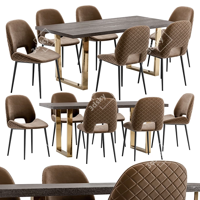 Modern Dining Chair and Table 3D model image 1