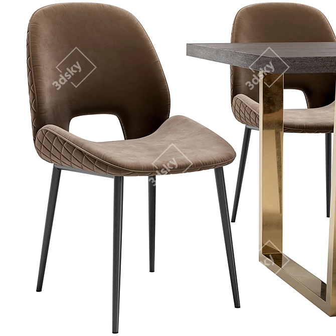 Modern Dining Chair and Table 3D model image 3